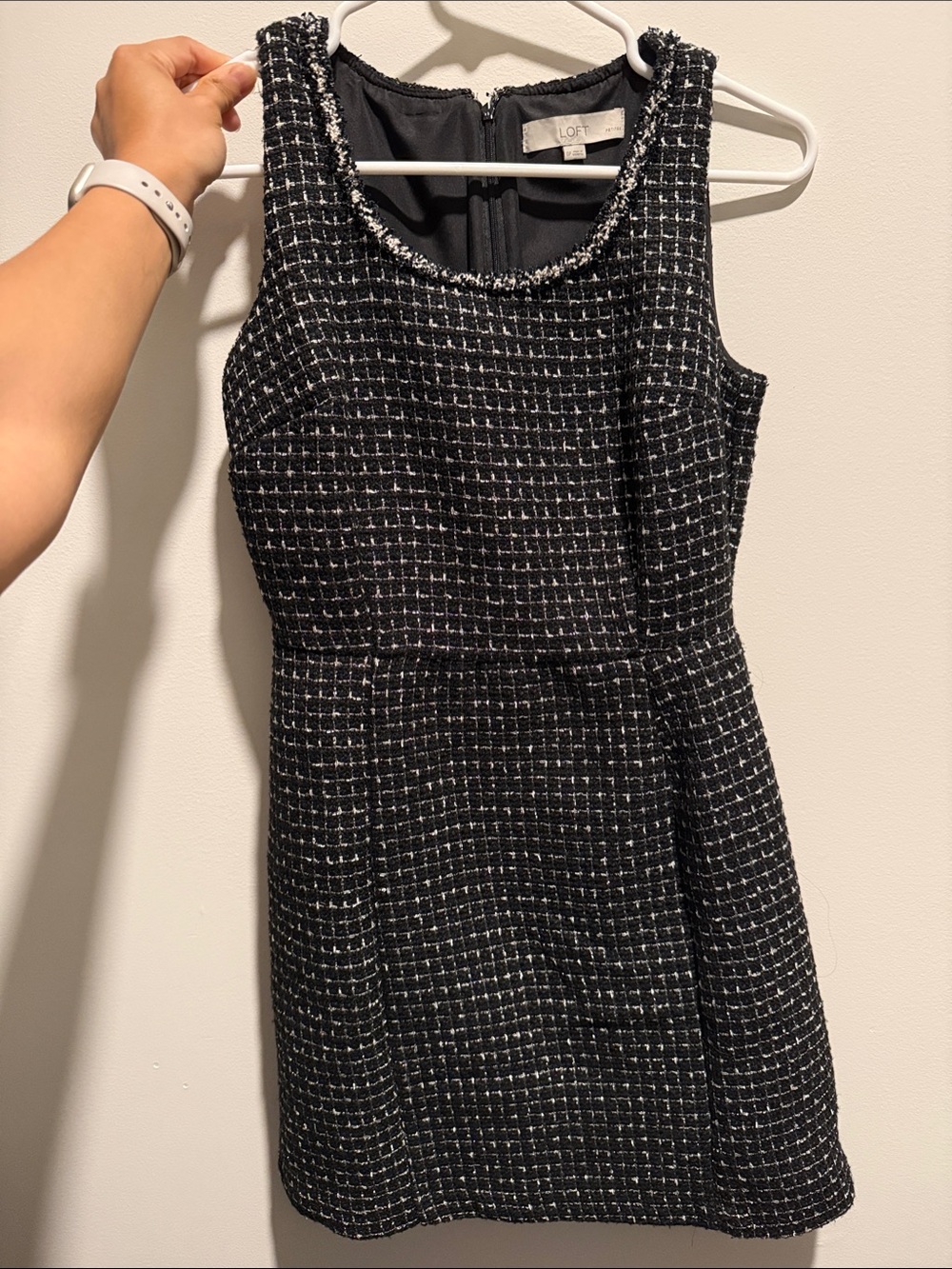 LOFT Black and White Tweed Mini Dress